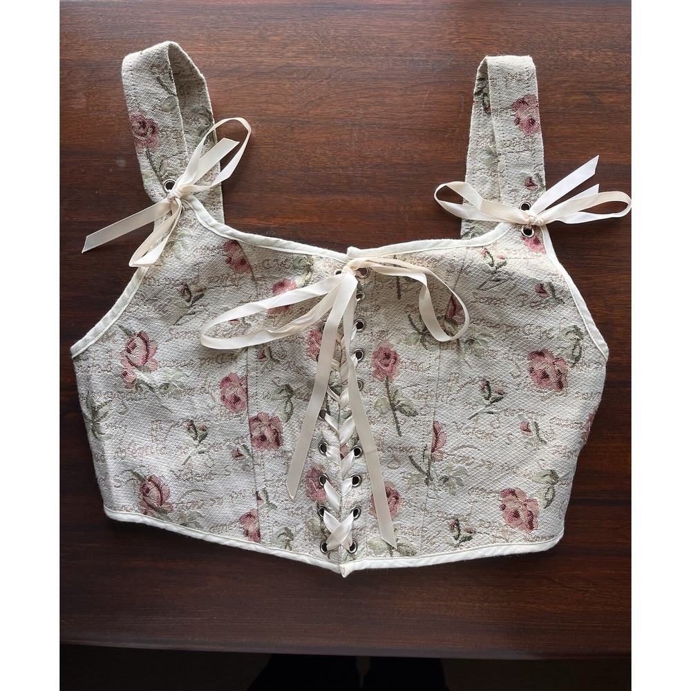 CIDER Corset‎ Top Women's Size XS Floral Rose Lace Up NWT Y2K Trendy